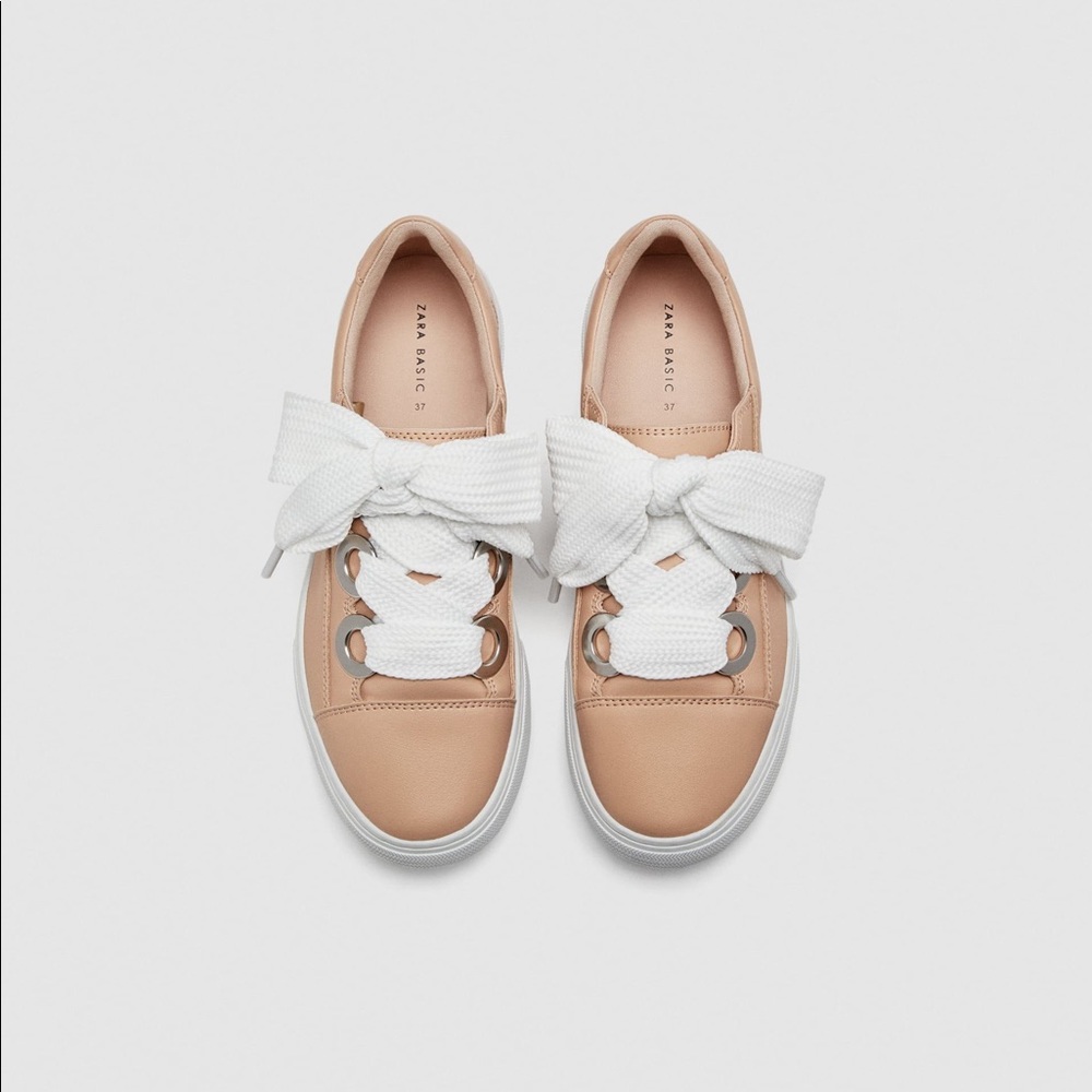 Zara Pink Sneakers with Wide Lace - Size 40 🎀